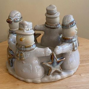 JCPenney ceramic snowman candle holder.